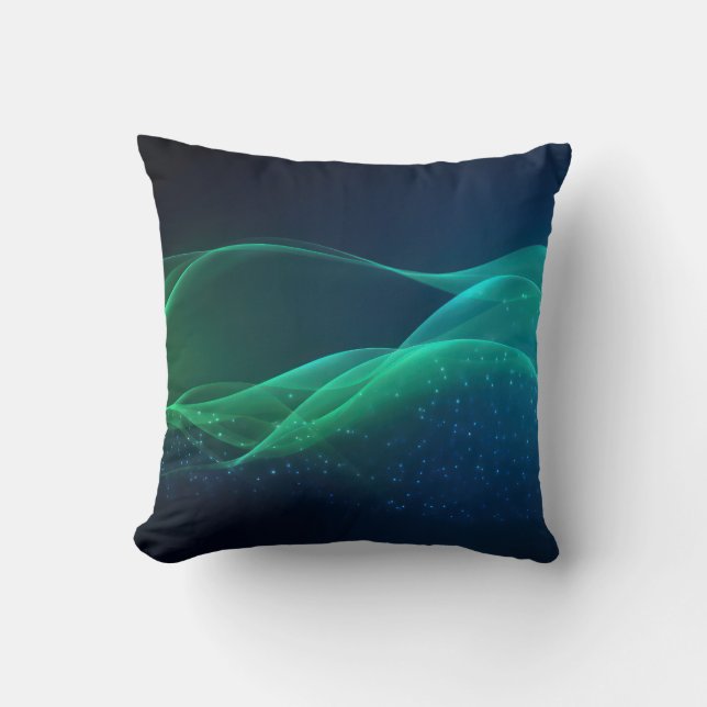 Cojín Decorativo Líneas de ondulación verde con puntos (Anverso)