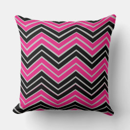 Cojín Decorativo Líneas de patrones gráficos de onda negra rosa