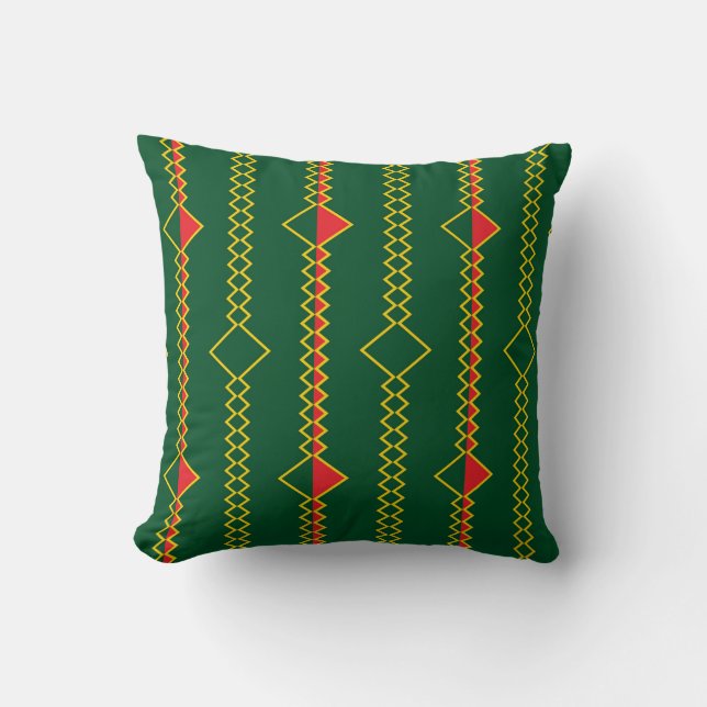 Cojín Decorativo Líneas de zigzag verticales Papel digital verde-72 (Anverso)