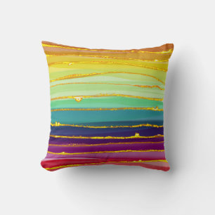 Cojín Decorativo Líneas del arcoiris: composición abstracta de lujo