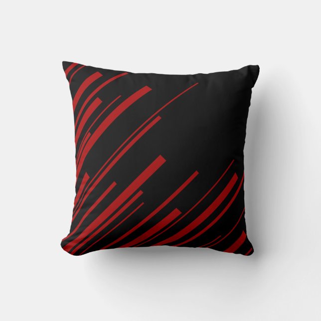 Cojín Decorativo Líneas diagonales en rojo y negro (Anverso)