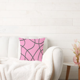 Cojín Decorativo Líneas: gris en rosa suave