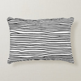 Cojín Decorativo Líneas horizontales abstractas_negro
