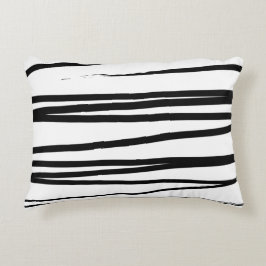 Cojín Decorativo Líneas modernas en blanco y negro Resumen del arte