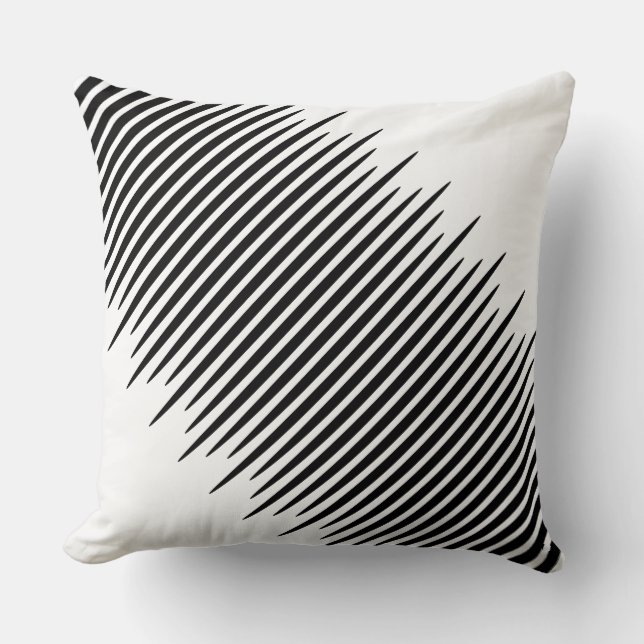 Cojín Decorativo líneas negras desiguales y centradas en blanco (Anverso)