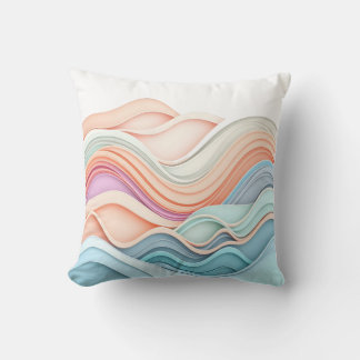Cojín Decorativo Líneas onduladas abstractas 3D en pastel suave