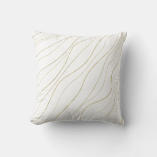 Cojín Decorativo Líneas onduladas blancas y doradas glamour moderno