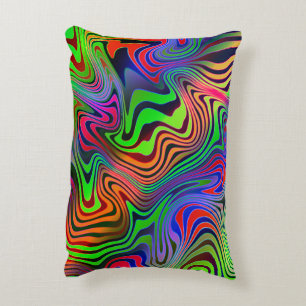 Cojín Decorativo líneas onduladas psicodélicas multicolores
