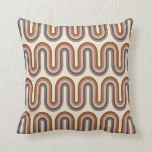 Cojín Decorativo Líneas onduladas retro tierra en marrón