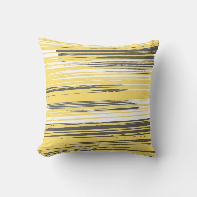 Cojín Decorativo Líneas pintadas a mano - amarillo (Anverso)