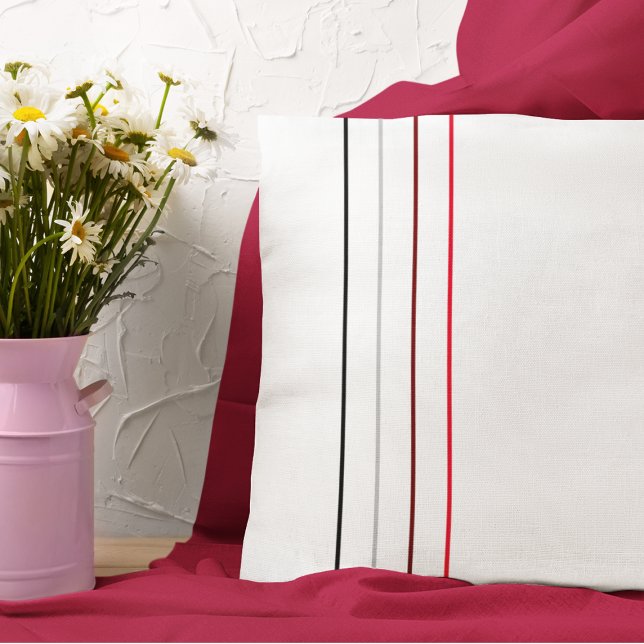 Cojín Decorativo Líneas rojas grises negras Minimalistas modernas (Subido por el creador)