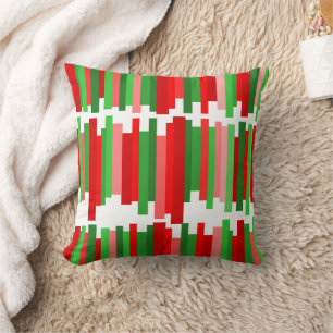 Cojín Decorativo Líneas vagabundas - Rojo y Verde