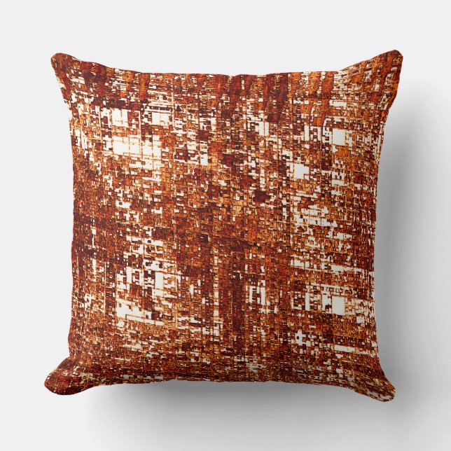 Cojín Decorativo Linhas cruzadas e entalhe de quadrados enferrujado (Anverso)