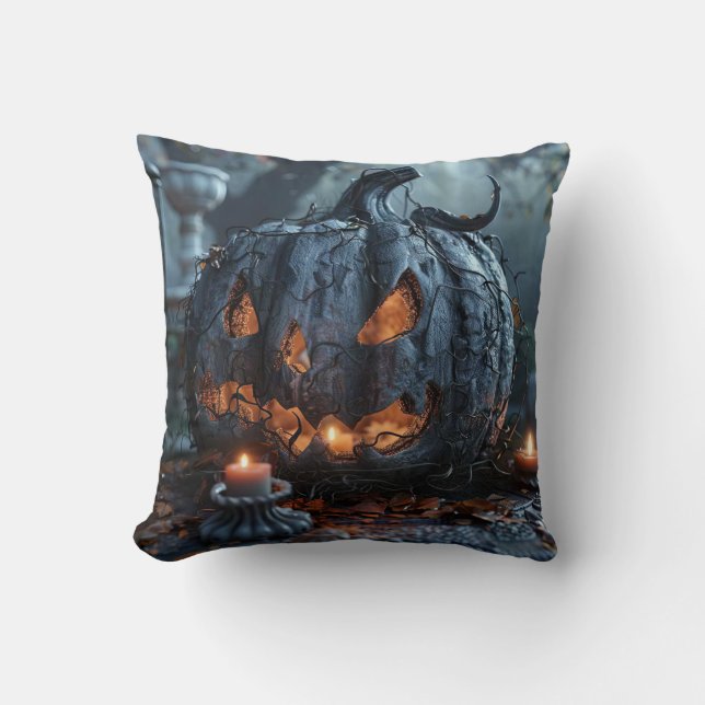 Cojín Decorativo Linterna de calabaza de Halloween (Anverso)