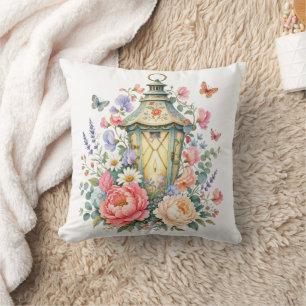 Cojín Decorativo Linternas de mariposas florales Cottagecore