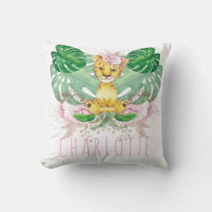 Cojín Decorativo Lion Illustration Safari Girl Personalized