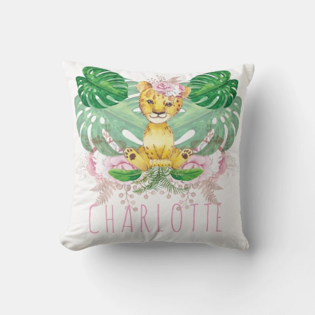 Cojín Decorativo Lion Illustration Safari Girl Personalized (Anverso)