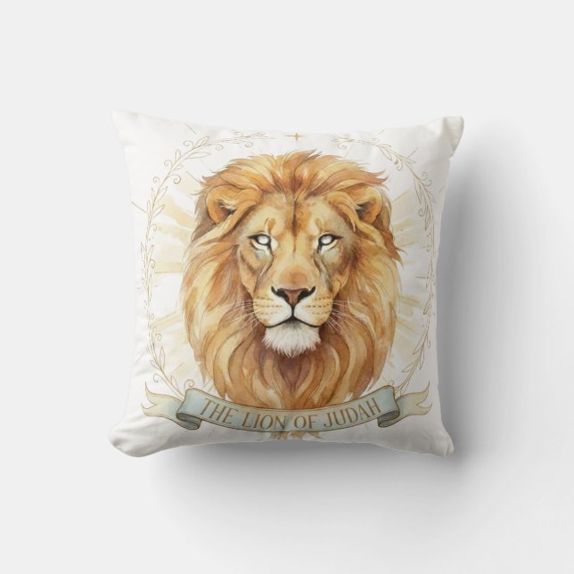 Cojín Decorativo Lion of Judah Throw Pillow - Bold Christian Decor  (Anverso)