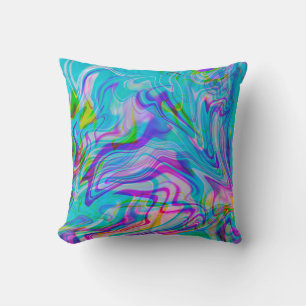 Cojín Decorativo Líquido Psicodélico Patrón Abstracto Colorido Azul