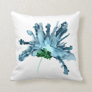 Cojín Decorativo Lirio azul barbudo pintado a mano—blanco/azul