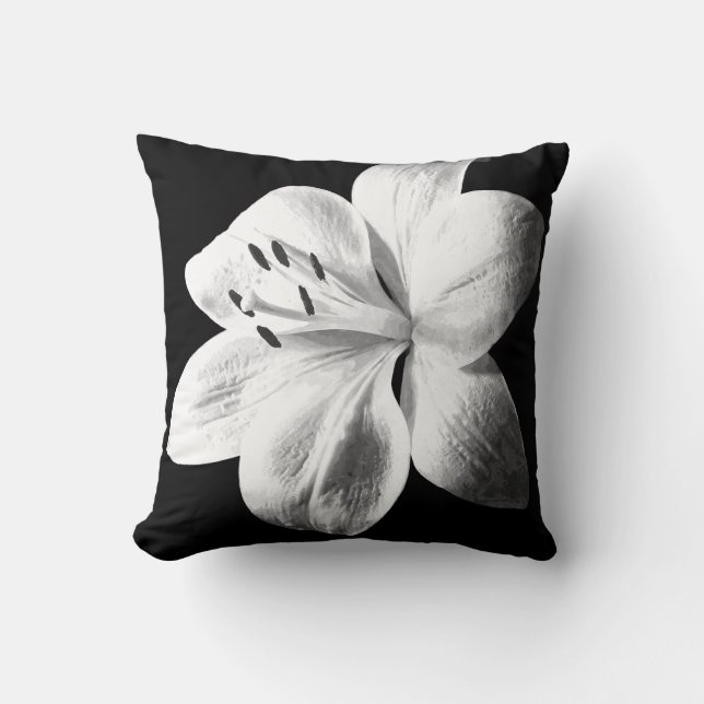 Cojín Decorativo Lirio blanco y negro (Anverso)