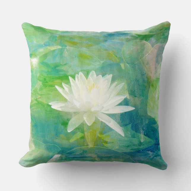 Cojín Decorativo Lirio de agua blanca (Anverso)