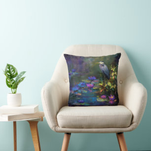 Cojín Decorativo Lirio de agua encantado de estanque Naturaleza Acu