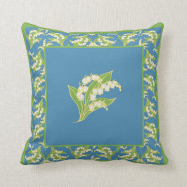 Cojín Decorativo Lirio de los valles elegante en azul con la