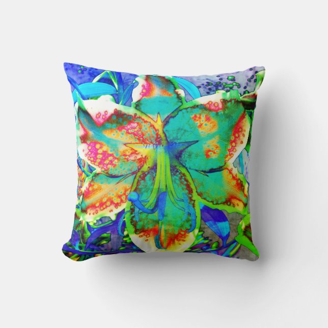 Cojín Decorativo Lirio retro kiwi (Anverso)