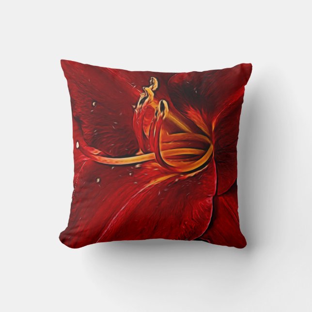 Cojín Decorativo Lirio rojo en negro (Anverso)