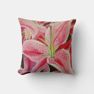 Cojín Decorativo Lirio rosa Stargazer floral