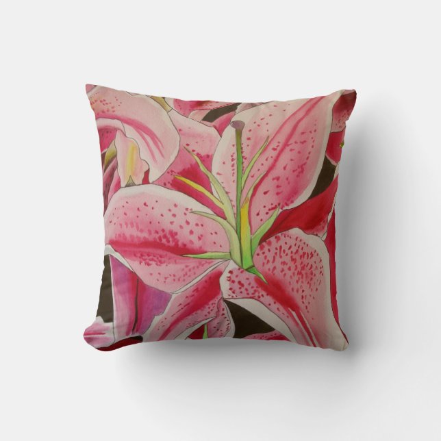 Cojín Decorativo Lirio rosado del Stargazer floral (Anverso)