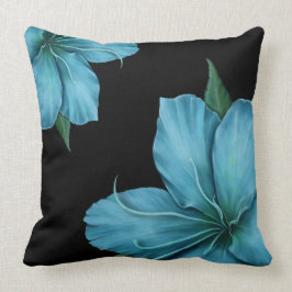 Cojín Decorativo Lirios azules en negro