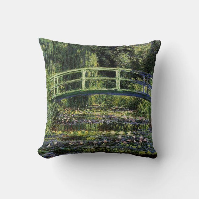 Cojín Decorativo Lirios de agua y puente japonés (Anverso)