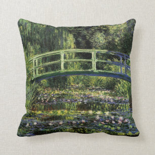 Cojín Decorativo Lirios de agua y puente japonés