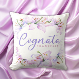 Cojín Decorativo Lirios Rosa Lavanda Personalizados Cognata