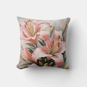 Cojín Decorativo Lirios rosados vintage