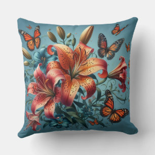 Cojín Decorativo Lirios Tigre con Mariposas