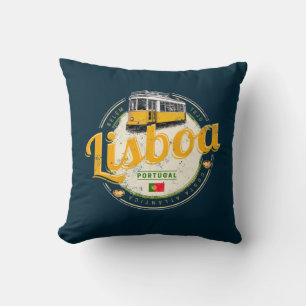 Cojín Decorativo Lisboa Portugal: recuerdo de vintage con tranvía r