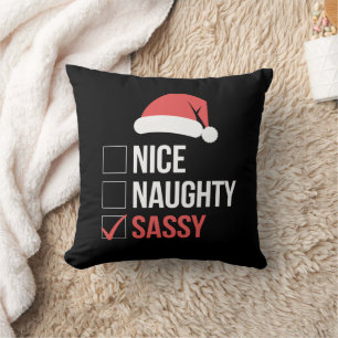 Cojín Decorativo Lista bonita, traviesa y descarada de Navidad