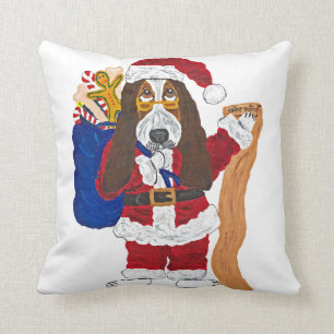 Cojín Decorativo Lista de comprobación de Basset Hound Santa de