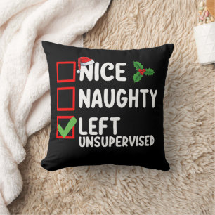 Cojín Decorativo Lista de Navidad agradable traviesa dejada sin sup