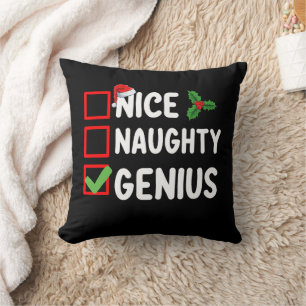 Cojín Decorativo Lista de Navidad de Genio Bueno Malo Familia Vacac