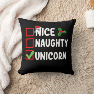 Cojín Decorativo Lista de Navidad de Unicornio Bonito Travieso Vaca