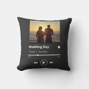 Cojín Decorativo Lista de reproducción de música con fotos personal