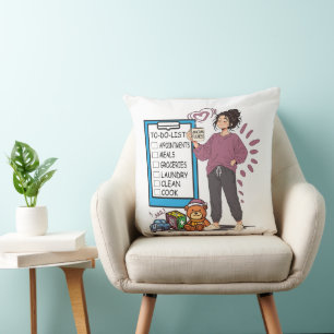 Cojín Decorativo Lista de tareas de Momfulness Ilustración de mamá