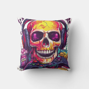 Cojín Decorativo Listo para Reaparecer � Calavera de Jugador Divert