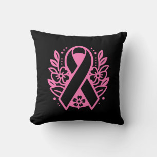 Cojín Decorativo Listón Rosa de Conciencia sobre el Cáncer de Mama