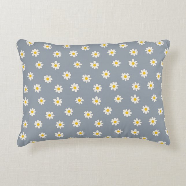Cojín Decorativo Little Daisies - dusty steel gray (Anverso)