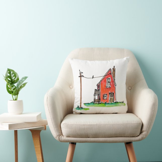 Cojín Decorativo Little Red House with Power Line (Silla)